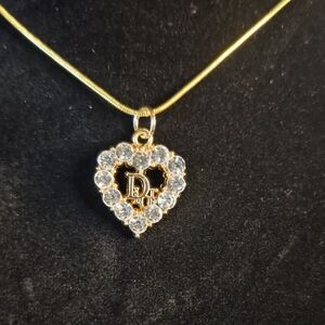 Dazzling Upcycled Gold Heart Necklace with Crystals #40